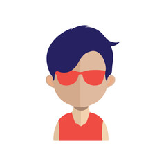 child in sunglasses, Single profile avatar vector icon design with red sunglass on the background