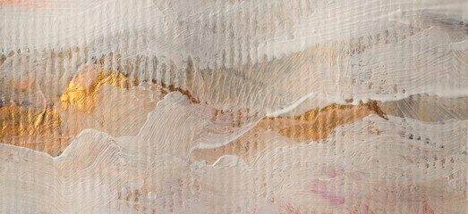 Art modern oil and acrylic smear blot canvas painting wall. Abstract texture gold, yellow, beige...