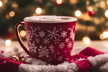 Obraz na płótnie Canvas Christmas cup of hot chocolate (Generative AI)