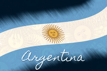 Drawing of the Argentina flag, space for text or images.