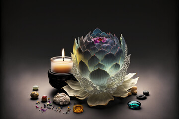 Crystals and Gemstones Healing, Stone Set for Meditation, Spiritual Crystals, Reiki Healing,  3D Illustration, Generative AI