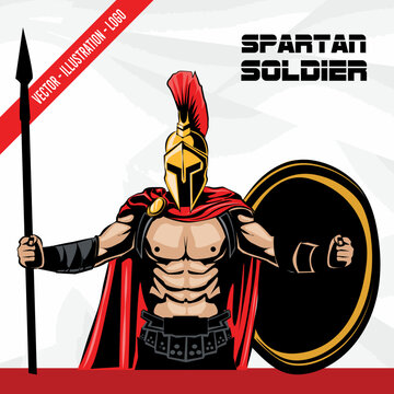 VECTOR SOLDADO ESPARTANO LOGO ILUSTRACI&Oacute;N MASCOTA DISE&Ntilde;O
