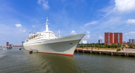 Former cruise ship SS Rotterdam is a former flagship of the Holland-America line features a...
