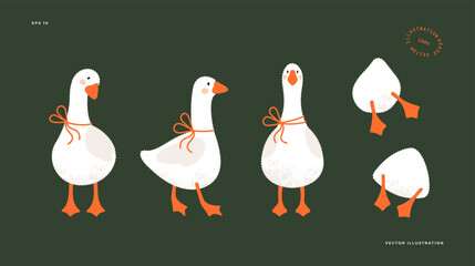 Goose collection. Fluffy style graphic. 