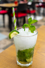 Fresh mojito with lime and mint