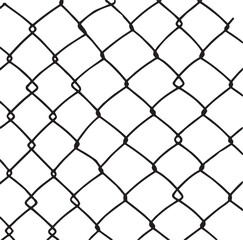 wire fence. seamless chain link fence. industrial fence on white isolated background