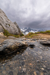 landscape in the mountains with a river (Lünersee, Vorarlberg, Austria)