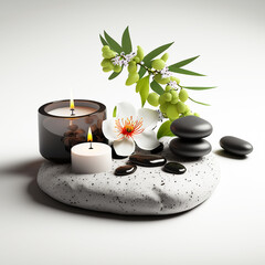 Obraz na płótnie Canvas Zen Spa and Wellness 3D Illustration, Relaxation and Massage, Natural Black Stones, Health and Wellness Center, Generative AI