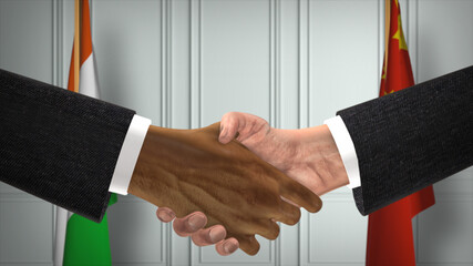 Niger and China Officials Business Meeting. Diplomacy Deal. Partners Handshake