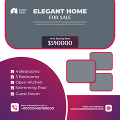 Obraz premium creative real estate social media post template design