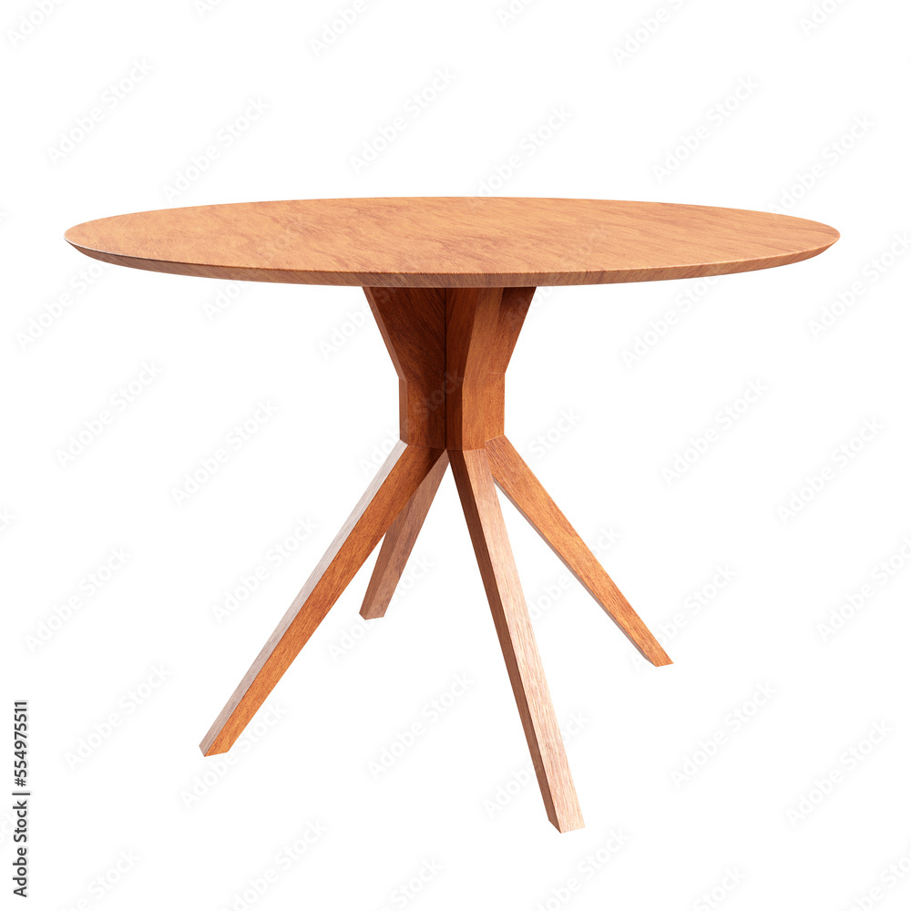 Poster round wooden table. dining table isolated on transparent background. 3d render. 3d illustration.
