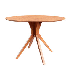 Round wooden table. Dining table isolated on transparent background. 3D render. 3D illustration. - 554975511