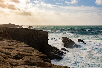 Mer agitée en Bretagne, beaucoup de vent sur la mer bretonne
