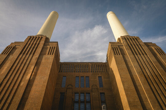Chimneys at the Battersea Power Station in South London, UK; London, England