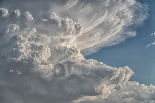 Huge supercell thunderheads form over the northern plains, seems almost Biblical in nature; Alberta, Canada