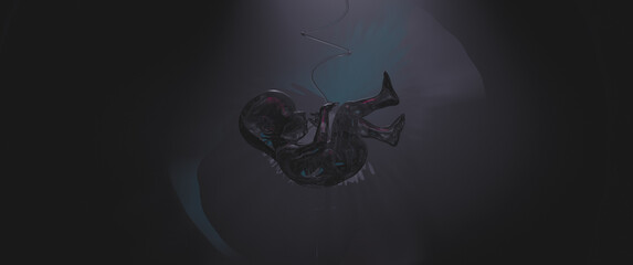 Ripening human fetus 3d illustration.
