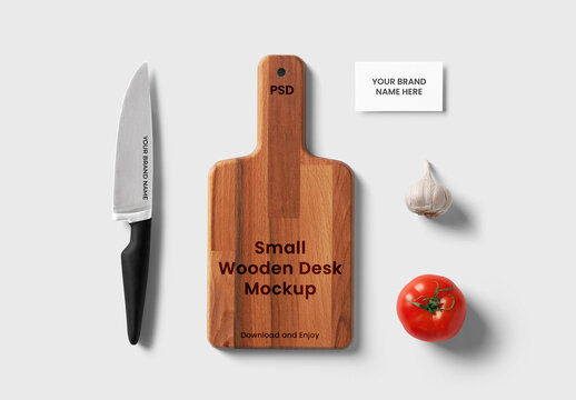Business Card with Wooden Desk Mockup