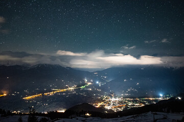 night view of the city of Schruns (Austria)