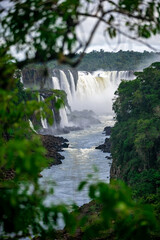 Naklejka premium Iguazu Falls on the border of Brazil and Argentina in South America. the largest waterfall system on Earth