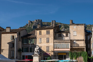 Landscape of the town of FLorac in the nature in France in summer