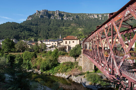 Landscape of the town of FLorac in the nature in France in summer