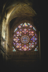 stained glass window in church - obrazy, fototapety, plakaty