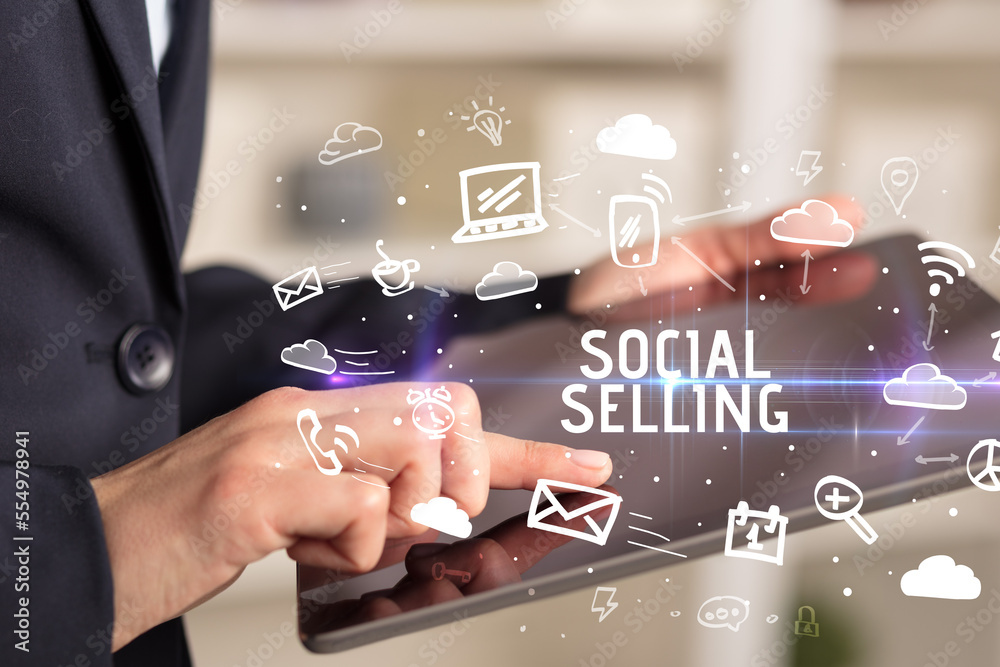 Poster Close-up Of A Person Using Social Networking