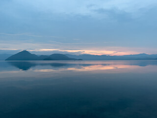 Mysterious dawn of Lake Toya