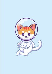 Cute Space Cat Astronaut In Space with Space Suite