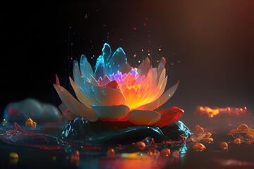 Fototapeta na wymiar rainbow lotus art