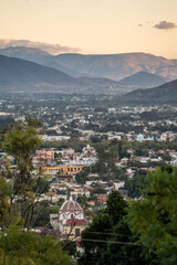 Fototapeta na wymiar Beautiful view of the mountains of Oaxaca at sunset in Mexico.