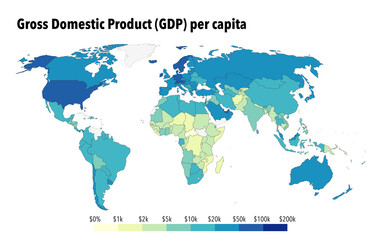 Fototapeta na wymiar GDP per capita around the world