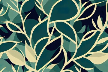 The abstract scenery of nature. Smooth, contemporary, and botanically inspired seamless pattern. Generative AI