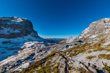 Obraz premium snowy mountains in autumn during a sunny day (Alps, Vorarlberg, Austria)