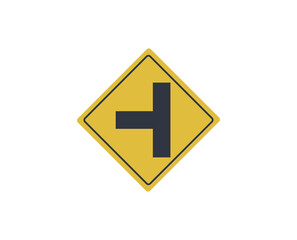 Isolated side turn traffic sign. Flat design.
