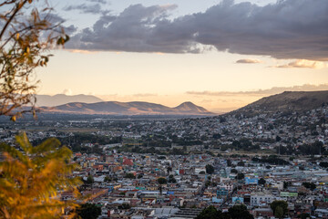 Beautiful view of the mountains of Oaxaca at sunset in Mexico.