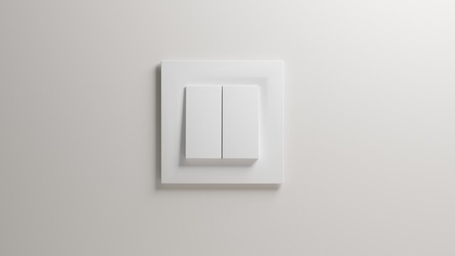White light switch with two buttons isolated on white background. 3D render