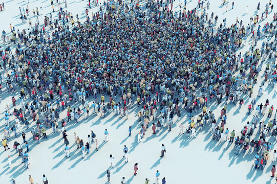 crod of people viewed from above