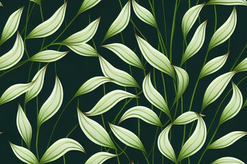 This green backdrop has a repeating pattern of aloe vera leaves. Generative AI