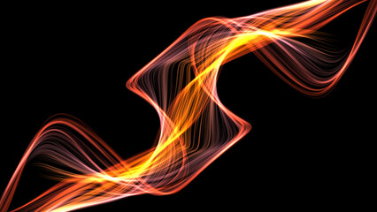 Glowing blurred light stripes in motion. Futuristic abstract wave, flare, glowing road light strips speed on isolated background.