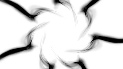 Black and white glowing blurred light stripes in motion. Futuristic abstract wave, flare, glowing road light strips speed on isolated background.