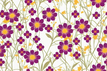Seamless floral design of a spring or summer meadow. Generative AI