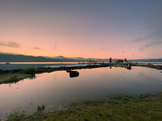 Lake Toya at dawn quietly