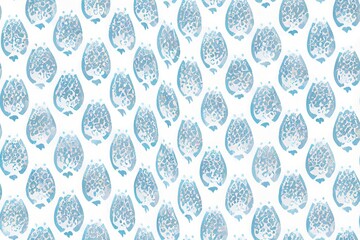 Seamless repeating pattern of geometric floral arches and scallops painted digitally. Generative AI