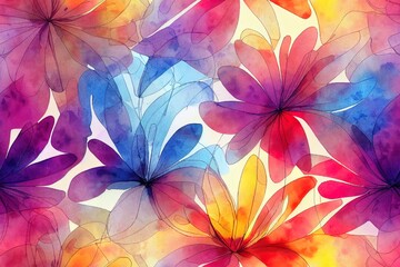 Watercolor flower drawing for use as a digital printing textile pattern wallpaper Generative AI