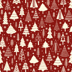 Seamless pattern with stylized Christmas trees - 554984150