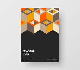 Multicolored geometric pattern presentation concept. Original booklet A4 design vector template.