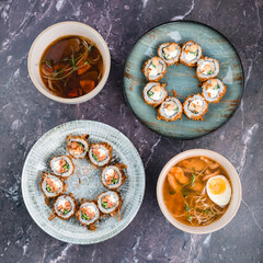 asian cuisine sushi and soups