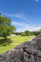 The ruins of a beautiful pyramids in the archaeological zone of Edzna in Mexico.