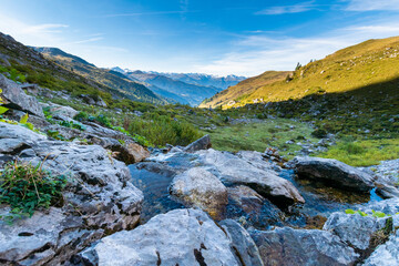 Fototapeta na wymiar river in the alpine landscape (Switzerland)